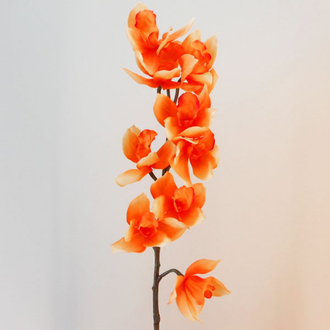 Real Touch Artificial Cymbidium Orchid Orange 85cm Artificial Flowers